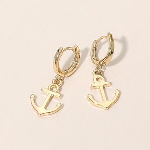 Gold Anchor Hoop Earrings